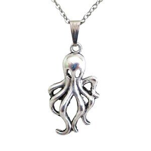 New Octopus Pendant Necklace on 18" Stainless Chain - Squid Ocean Jewelry